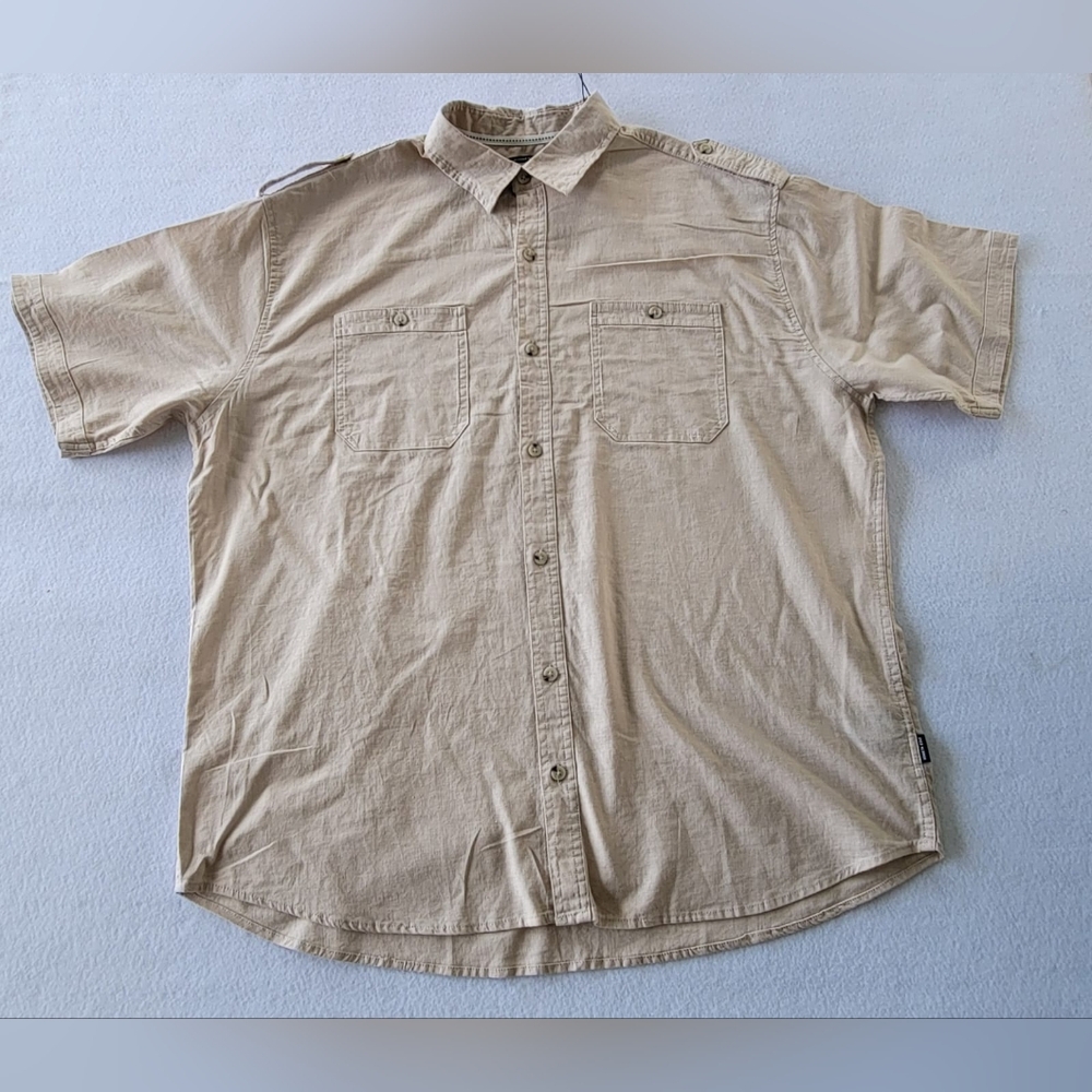 Men’s Kenneth Cole big and tall size 1X shirt  Linen regular fit  Natural Color‎